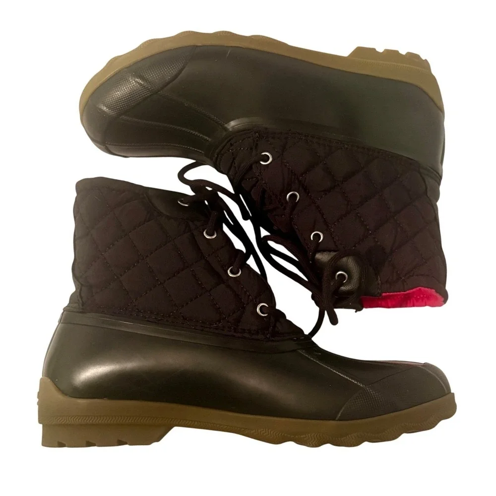 Sperry Black Quilted Duck Boots Waterproof Port Shoes Coastal Non Slip Insulated